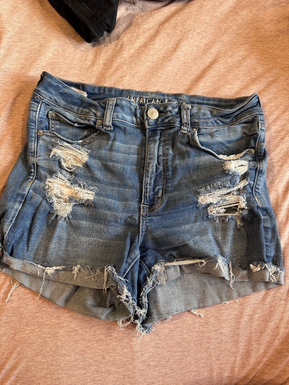American Eagle Outfitters Women's Distressed Blue Denim Shorts